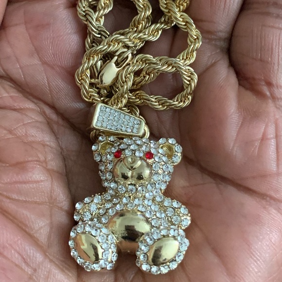 Other - Iced-Out Teddy Bear Pendant